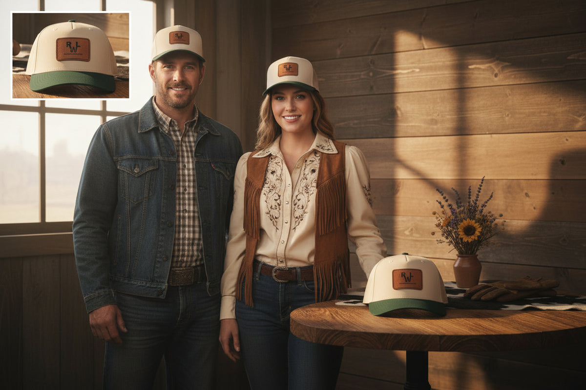 Real Western Life -Leather Patch Baseball Cap — Retro Rugged Logo Hat