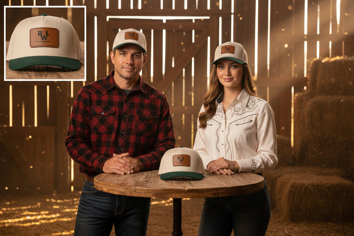 Real Western Life -Leather Patch Baseball Cap — Retro Rugged Logo Hat