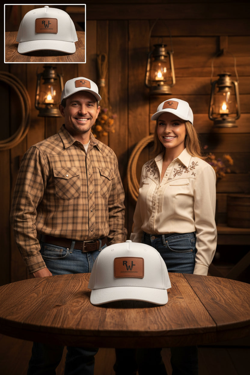 Real Western Life -Leather Patch Baseball Cap — Retro Rugged Logo Hat