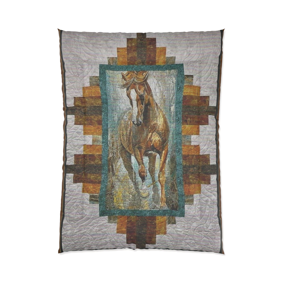 Rustic Horse Comforter | Cozy Quilted Blanket, Horse Lover Gift, Farmhouse Decor, Bedroom Essential, Nature Inspired Bedding