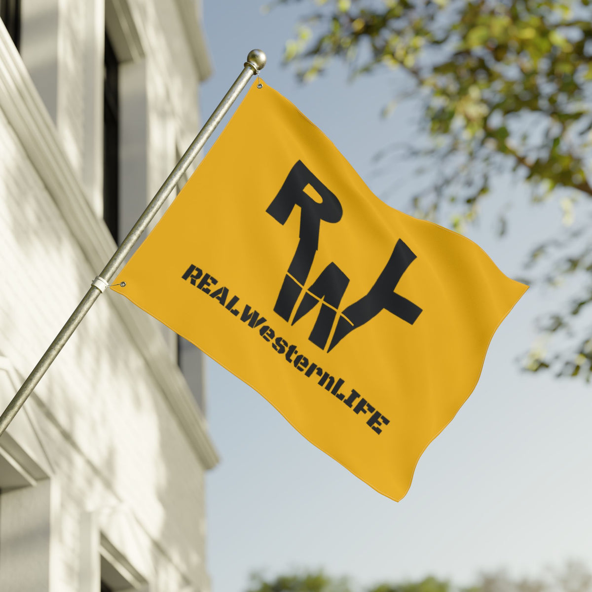 Yellow Double Sided Flag - Black Brand - Customizable with your own Brand/Ranch name or leave it with RWL Branding