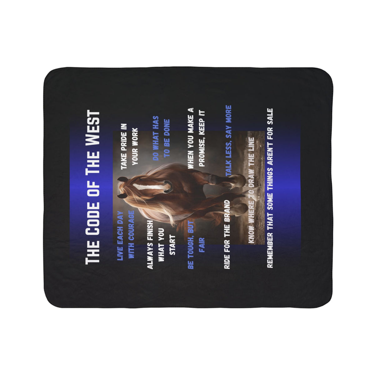 The Code of The West Fleece Sherpa Blanket - Cozy Inspirational Cowboy Decor