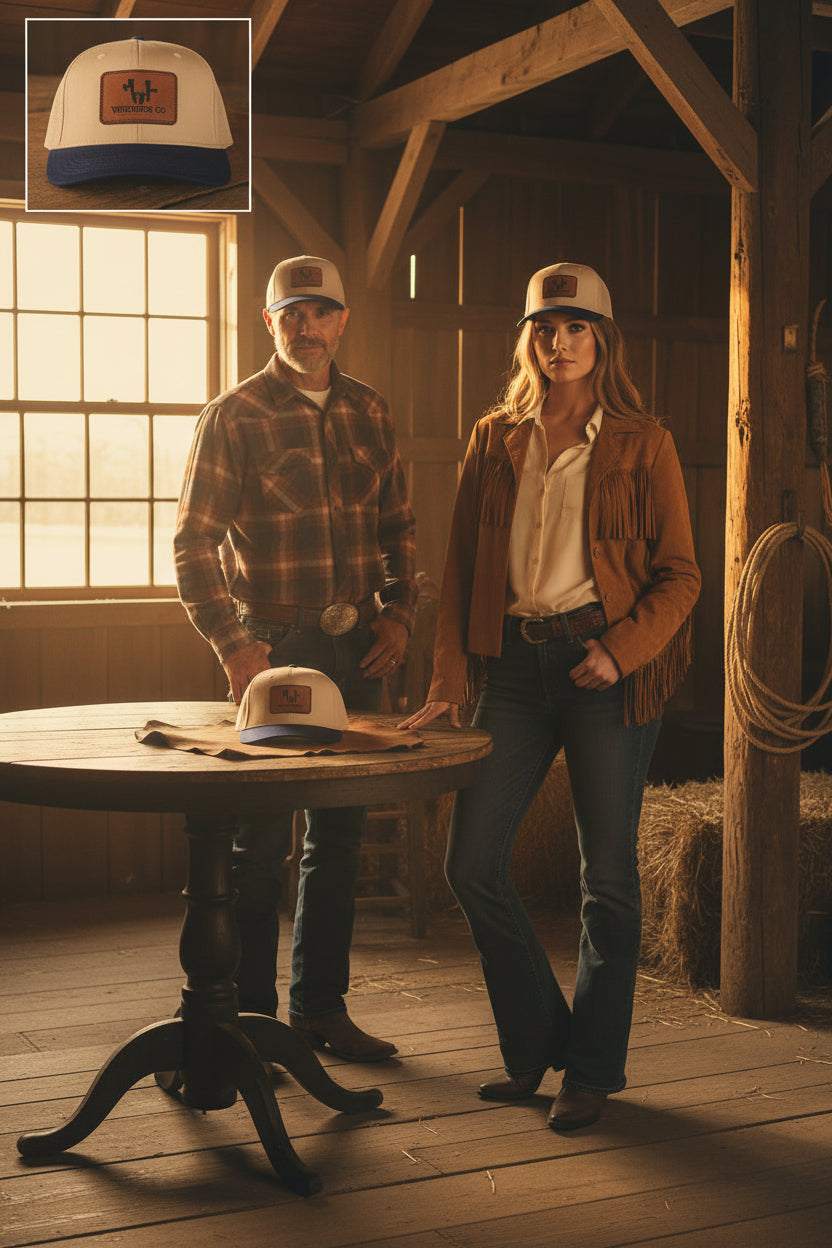 Real Western Life -Leather Patch Baseball Cap — Retro Rugged Logo Hat