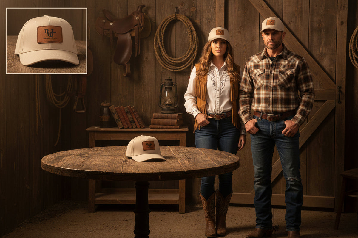Real Western Life -Leather Patch Baseball Cap — Retro Rugged Logo Hat
