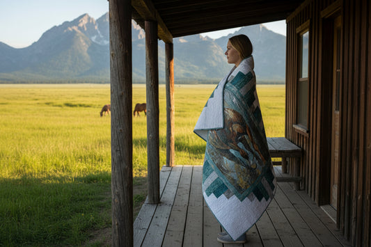 Spirit of the West Custom Handmade Horse Quilt - Green